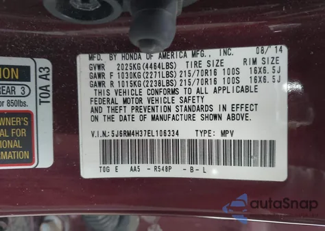 2014 Honda Cr-V Lx from USA, damaged, VIN 5J6RM4H37EL106334